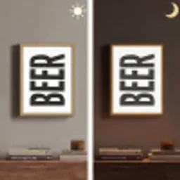 Bier - Japandi - Decoratie - Zwart Light Box met batterij (Wandlamp) middel -sfeer3