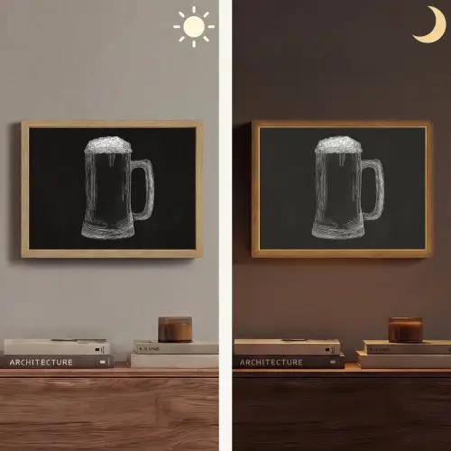 Bierpul - Schuim - Krijttekening Light Box met batterij (Wandlamp) middel -sfeer3