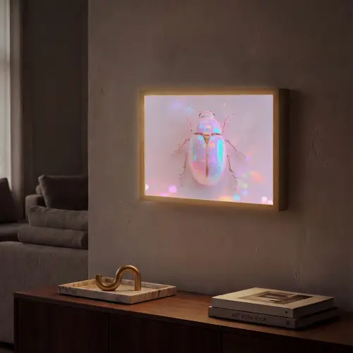Kever - Metallic - Lichteffect - Roze Light Box met batterij (Wandlamp) middel -sfeer1