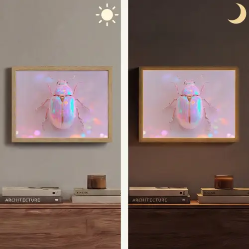 Kever - Metallic - Lichteffect - Roze Light Box met batterij (Wandlamp) middel -sfeer3