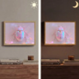 Kever - Metallic - Lichteffect - Roze Light Box met batterij (Wandlamp) middel -sfeer3