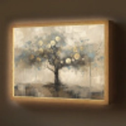 Beige - Abstract - Boom - Goud Light Box met batterij (Wandlamp) middel -z3d_website