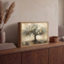 Beige - Abstract - Boom - Goud Light Box met batterij (Wandlamp) middel -sfeer2