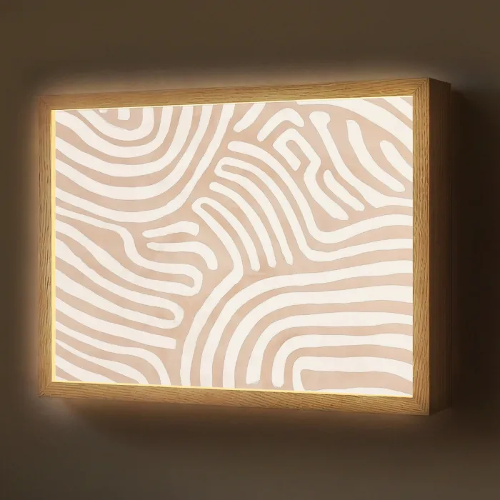 Beige - Aardspatroon Light Box met batterij (Wandlamp) middel -z3d_website