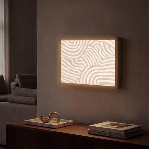 Beige - Aardspatroon Light Box met batterij (Wandlamp) middel -sfeer1