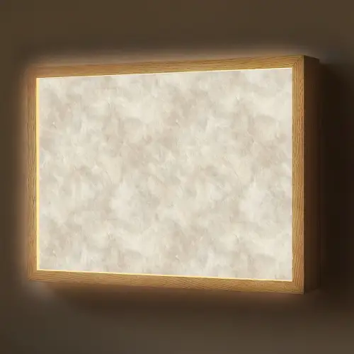 Beige - Reliëfstructuur - Natuursteen Light Box met batterij (Wandlamp) middel 907 -z3d_website