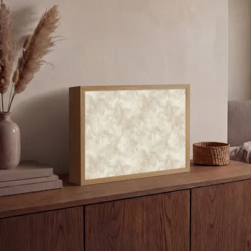 Beige - Reliëfstructuur - Natuursteen Light Box met batterij (Wandlamp) middel 907 -sfeer2
