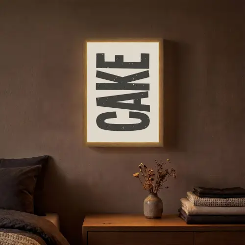 Beige - Japandi - Cake - Decoratie Light Box met batterij (Wandlamp) middel -sfeer4