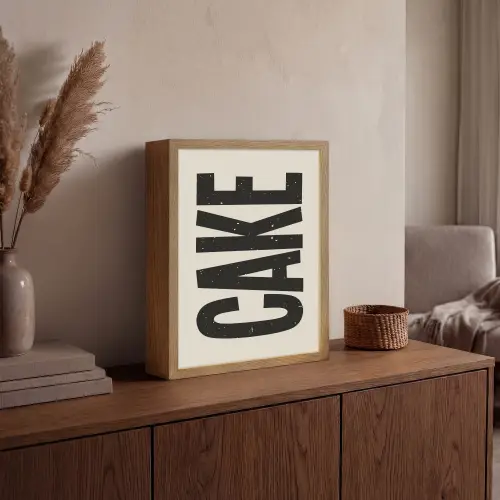 Beige - Japandi - Cake - Decoratie Light Box met batterij (Wandlamp) middel -sfeer2