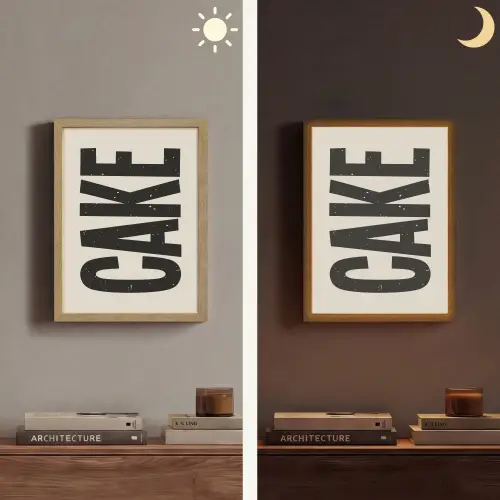 Beige - Japandi - Cake - Decoratie Light Box met batterij (Wandlamp) middel -sfeer3