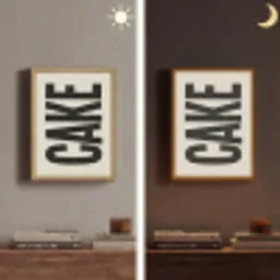 Beige - Japandi - Cake - Decoratie Light Box met batterij (Wandlamp) middel -sfeer3