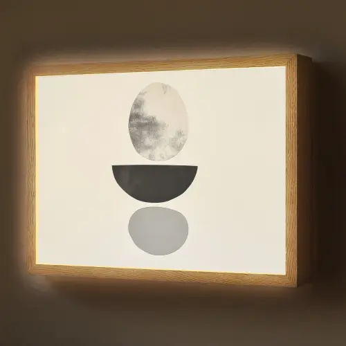 Beige - Japandi - Wabi sabi Light Box met batterij (Wandlamp) middel -z3d_website