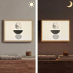 Beige - Japandi - Wabi sabi Light Box met batterij (Wandlamp) middel -sfeer3