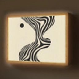 Beige - Lijnen - Golvend -  Abstract Light Box met batterij (Wandlamp) middel -z3d_website