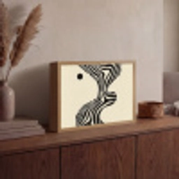 Beige - Lijnen - Golvend -  Abstract Light Box met batterij (Wandlamp) middel -sfeer2