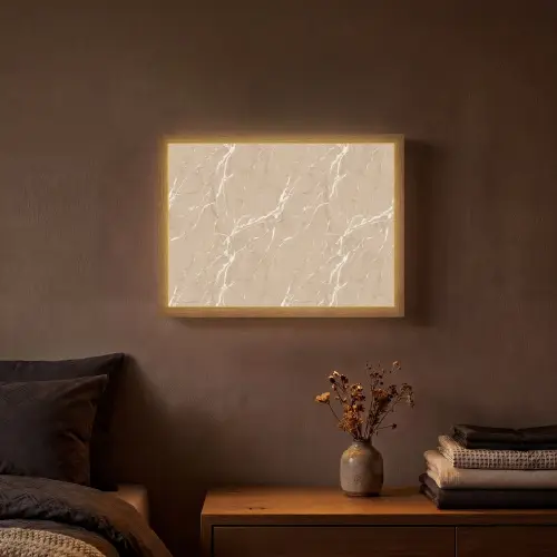 Beige - Marmer - Organisch - Wit Light Box met batterij (Wandlamp) middel 907 -sfeer4