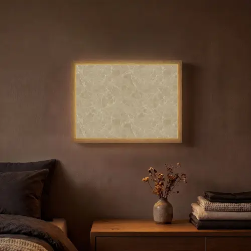 Beige - Marmer - Witte aders Light Box met batterij (Wandlamp) middel 907 -sfeer4