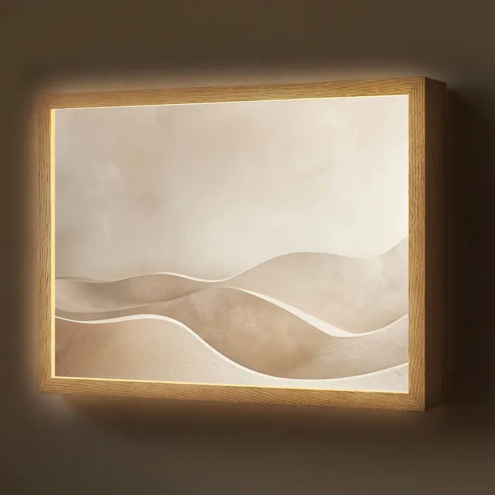 Beige - Natuur - Abstract - Modern Light Box met batterij (Wandlamp) middel -z3d_website