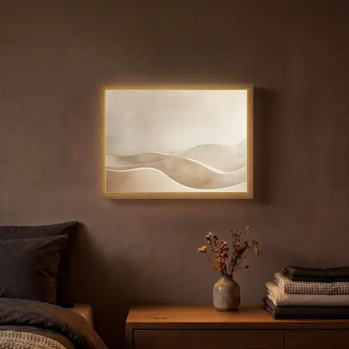 Beige - Natuur - Abstract - Modern Light Box met batterij (Wandlamp) middel -sfeer4
