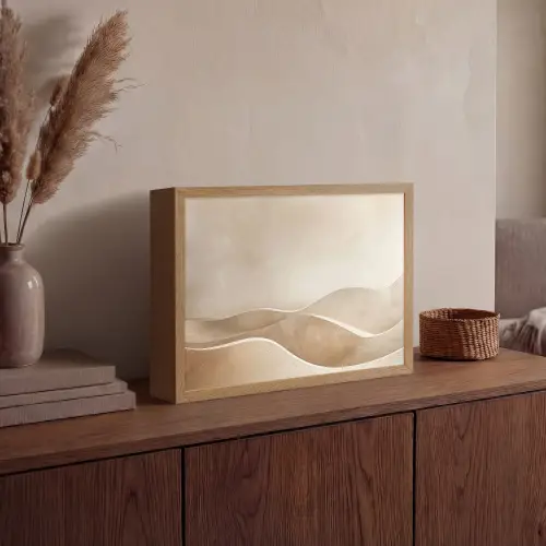Beige - Natuur - Abstract - Modern Light Box met batterij (Wandlamp) middel -sfeer2