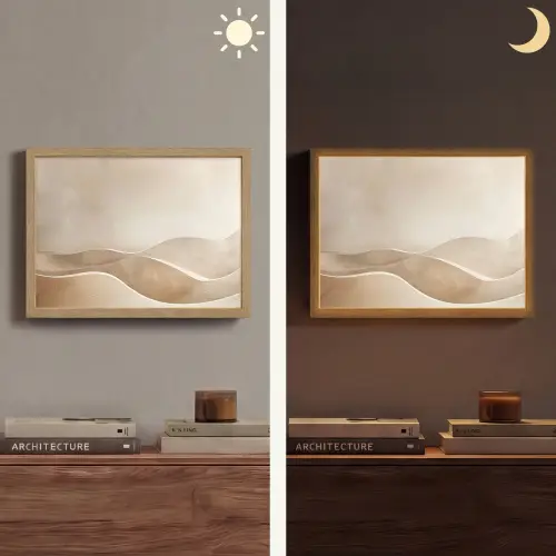 Beige - Natuur - Abstract - Modern Light Box met batterij (Wandlamp) middel -sfeer3