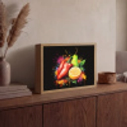 Paprika - Peer - Citroen - Graffiti - Verf - Abstract Light Box met batterij (Wandlamp) middel -sfeer2