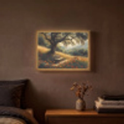 Bankje - Boom - Klaprozen - Heuvels Light Box met batterij (Wandlamp) middel -sfeer4