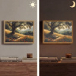 Bankje - Boom - Klaprozen - Heuvels Light Box met batterij (Wandlamp) middel -sfeer3