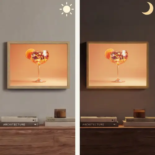 Drank - Oranje - Glitter - Disco Light Box met batterij (Wandlamp) middel -sfeer3