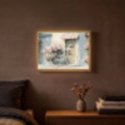 Fiets - Pastelkleuren - Bloemen Light Box met batterij (Wandlamp) middel -sfeer4