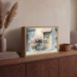 Fiets - Pastelkleuren - Bloemen Light Box met batterij (Wandlamp) middel -sfeer2