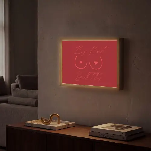 big heart small titties - Hart - Rood Light Box met batterij (Wandlamp) middel -sfeer1
