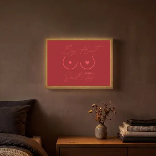 big heart small titties - Hart - Rood Light Box met batterij (Wandlamp) middel -sfeer4