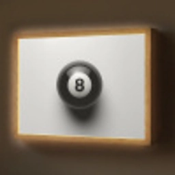 Biljartbal - Getal - Acht - Wit Light Box met batterij (Wandlamp) middel -z3d_website