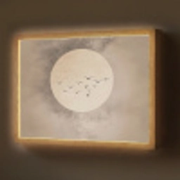 Vogel - Beige - Japandi Light Box met batterij (Wandlamp) middel -z3d_website