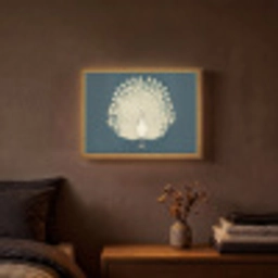 Vogel - Blauw - Vintage Light Box met batterij (Wandlamp) middel -sfeer4
