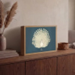 Vogel - Blauw - Vintage Light Box met batterij (Wandlamp) middel -sfeer2
