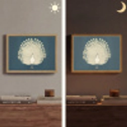Vogel - Blauw - Vintage Light Box met batterij (Wandlamp) middel -sfeer3