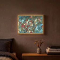 Vogel - Tak - Rozen - Mozaïek Light Box met batterij (Wandlamp) middel -sfeer4