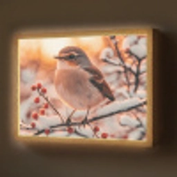 Vogel - Tak - Winter - Dieren - Sneeuw Light Box met batterij (Wandlamp) middel -z3d_website