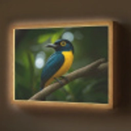 Vogel - Tak - Geel - Bladeren Light Box met batterij (Wandlamp) middel -z3d_website