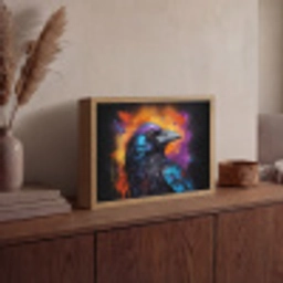 Vogel - Kraai - Graffiti - Zwart - Dieren Light Box met batterij (Wandlamp) middel -sfeer2