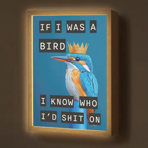 Vogel - Decoratie - Ijsvogel - Blauw Light Box met batterij (Wandlamp) middel -z3d_website