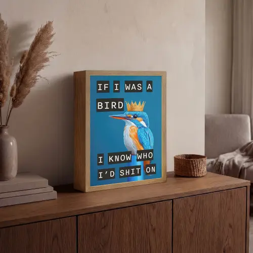 Vogel - Decoratie - Ijsvogel - Blauw Light Box met batterij (Wandlamp) middel -sfeer2