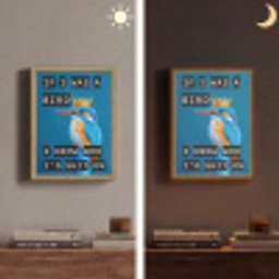 Vogel - Decoratie - Ijsvogel - Blauw Light Box met batterij (Wandlamp) middel -sfeer3