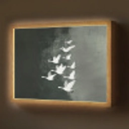Vogel - Japandi - Groen Light Box met batterij (Wandlamp) middel -z3d_website