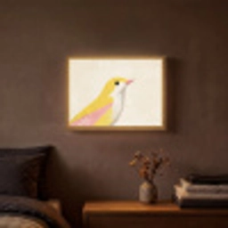 Vogel - Minimalistisch - Geel Light Box met batterij (Wandlamp) middel -sfeer4