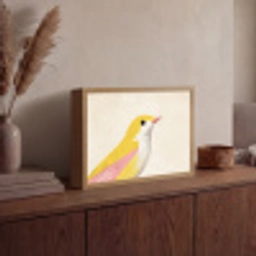 Vogel - Minimalistisch - Geel Light Box met batterij (Wandlamp) middel -sfeer2