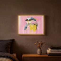 Vogel - Roze - Geel - Blauw Light Box met batterij (Wandlamp) middel -sfeer4