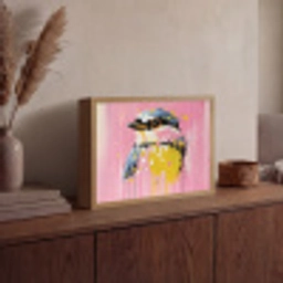 Vogel - Roze - Geel - Blauw Light Box met batterij (Wandlamp) middel -sfeer2